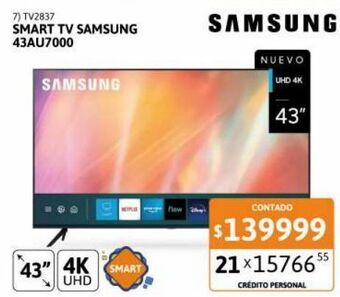 Cetrogar Smart tv led 43" samsung 43au7000 4k oferta