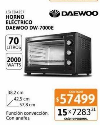 Cetrogar Horno eléctrico daewoo dw-7000e 70 litros oferta