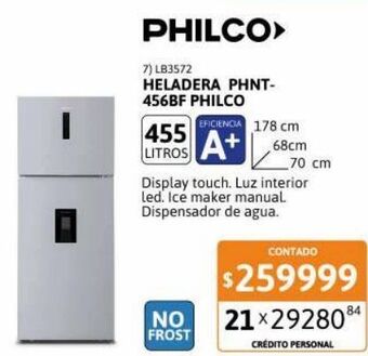 Cetrogar Heladera phnt456bf blanca 455lt philco oferta