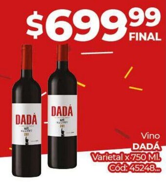 Diarco Vino Dadá Varietal x 750ml oferta
