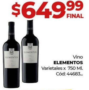 Diarco Vino Elementos Varietales x 750ml oferta