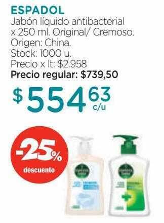Farmacity Espadol jabón líquido antibacterial original-cremoso -25% descuento oferta