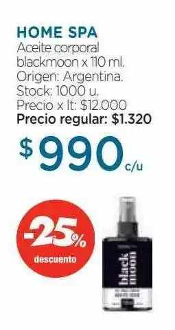 Farmacity Home spa aceite corporal blackmoon oferta