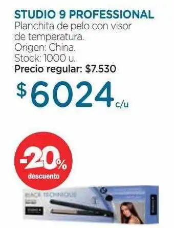 Farmacity Studio 9 professional planchita de pelo con visor de temperatura -20% descuento oferta