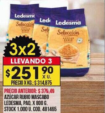 Coto Azúcar rubio mascabo ledesma oferta