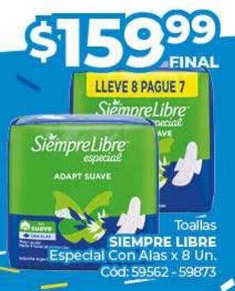 Diarco Toallas Siempre Libre Especial con Alas x 8 un. oferta