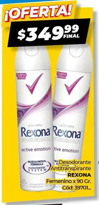 Diarco Desodorante Antitranpirante Rexona Femenino x 90g oferta