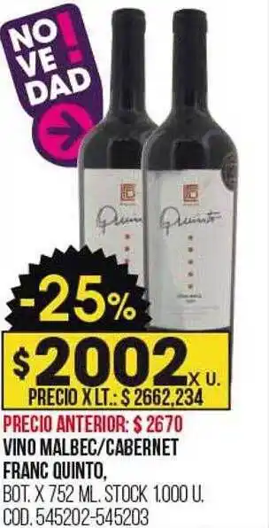 Coto Vino malbec cabernet franc quinto oferta