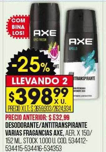 Coto Desodorante antitranspirante varias fragancias axe oferta