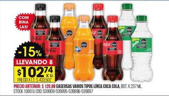 Coto Gaseosas varios tipos línea coca cola oferta