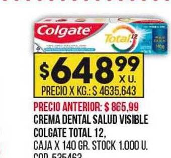 Coto Crema dental salud visible colgate total 12 oferta