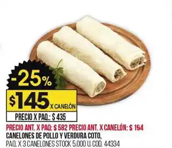 Coto Canelones de pollo y verdura coto oferta