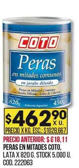 Coto Peras en mitades coto oferta