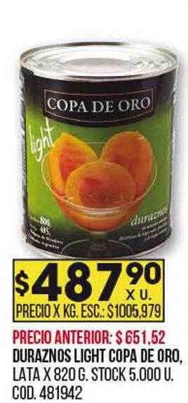 Coto Duraznos light copa de oro oferta