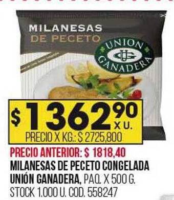 Coto Milanesas de peceto congelada unión ganadera oferta