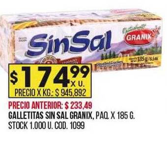 Coto Galletitas sin sal granix oferta