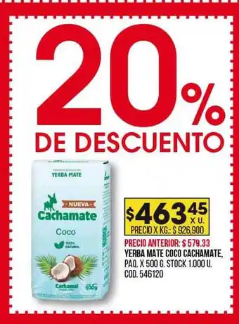 Coto Yerba mate coco cacahamte 20% de descuento oferta
