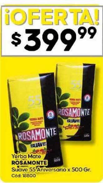 Diarco Yerba mate rosamonte suave 55 aniversario oferta