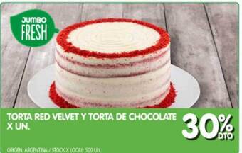 Jumbo Torta red velvet y torta de chocolate oferta