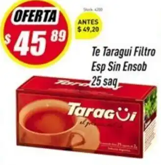 Supermercados Comodin Taragui Te Filtro Esp Sin Ensob 25 saq oferta