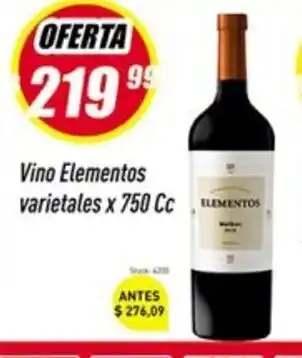 Supermercados Comodin Elementos Vino varietas 750cc oferta