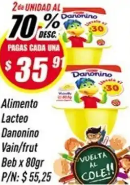 Supermercados Comodin Danonino Alimento Lacteo Vain/frut Beb x 80gr oferta