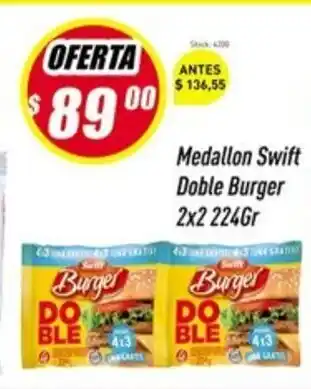 Supermercados Comodin Doble Burger Medallon Swift 2x2 224gr oferta
