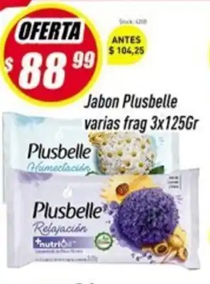 Supermercados Comodin Plusbelle Jabon varias frag 3x125gr oferta