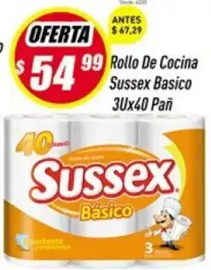 Supermercados Comodin Sussex Rollo De Cocina 3 x 40 Pañ oferta