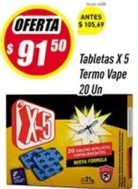 Supermercados Comodin Termo Vape Tabletas x 5 20 Un oferta