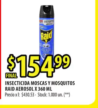 Punto Mayorista Raid Insecticida Moscas Y Mosquitos Aerosol x 360ml oferta