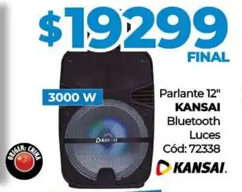 Diarco Parlante 12" Kansai Bluetooth Luces 3000W oferta