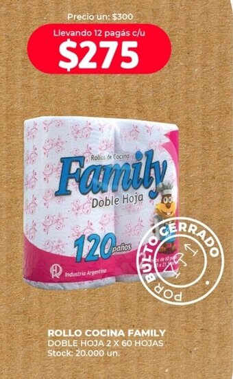 Supermercados Tadicor Rollo Cocina Family Doble Hoja 2 x 60 hojas oferta