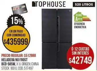 Coto Tophouse Heladera No Frost 520 litros oferta