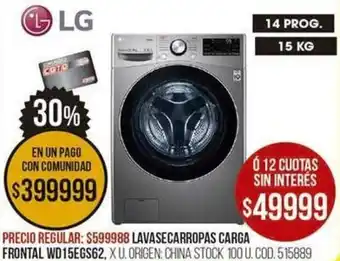 Coto LG Lavasecarropas Carga Frontal 15kg oferta