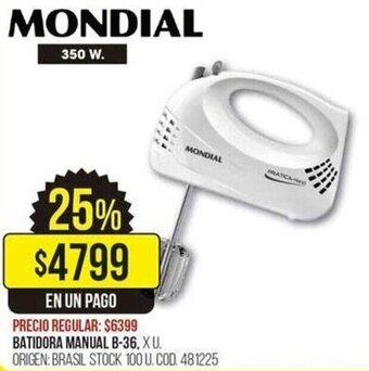 Coto Mondial Batidora Manual B-36 350W oferta
