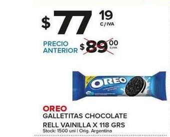 Carrefour Maxi Oreo Galletitas Chocolate Rell Vainilla x 118grs oferta