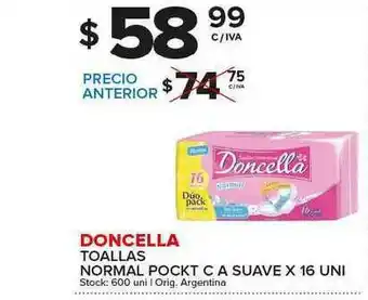 Carrefour Maxi Doncella Toallas Normal Pockt C A Suave x 16 uni oferta