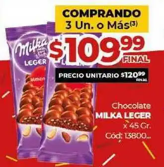 Diarco Milka Leger Chocolate x 45gr oferta