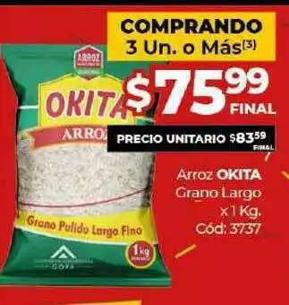 Diarco Arroz Okita Grano Largo x1 kg oferta