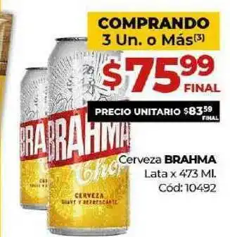 Diarco Cerveza Brahma x473ml oferta
