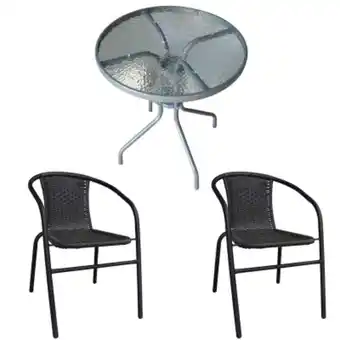 Pinturerías Rex Juego de jardín 2 sillas símil rattan + mesa de aluminio y vidrio oferta