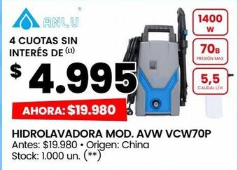 Changomas Hidrolavadora mod. avw vcw70p oferta