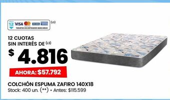 Changomas Colchón espuma zafiro 140x18 oferta