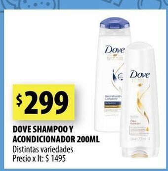 Punto Mayorista Dove shampoo y acondicionador 200ml oferta