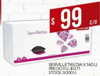 Supermercados DIA Servilletas Dia x 140u oferta