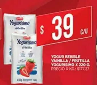 Supermercados DIA Yogur Bebible Vainilla/Frutilla Yogurisimo x 220g oferta