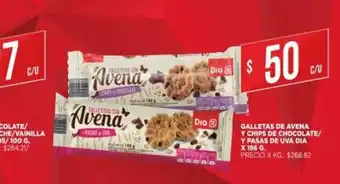 Supermercados DIA Galletas de Avena y Chips de Chocolate/ Y Pasas de Uva Dia x 186g oferta