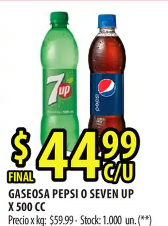 Punto Mayorista Pepsi o Seven Up Gaseosa x 500cc oferta