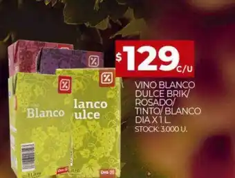Supermercados DIA Vino blanco dulce brik rosado tinto blanco dia oferta